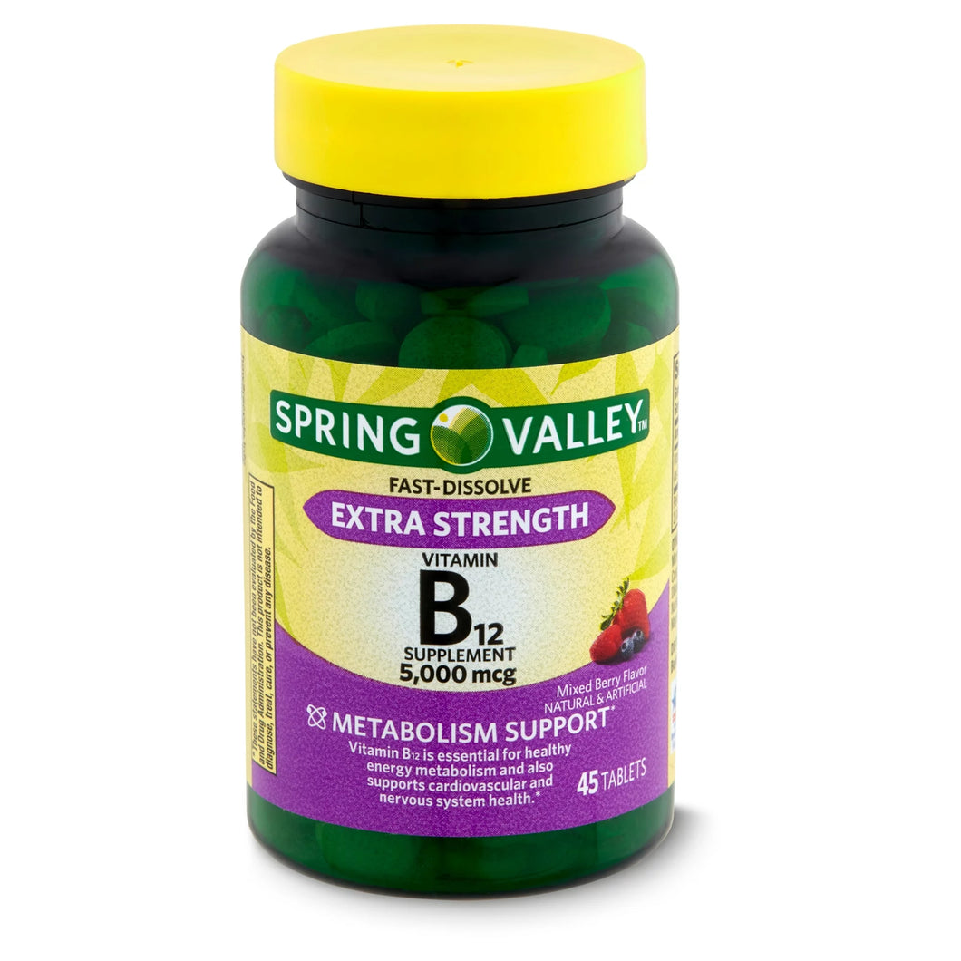 45 Tab. / Vitamina B12 Cianocobalamina 5000mcg -- Spring Valley