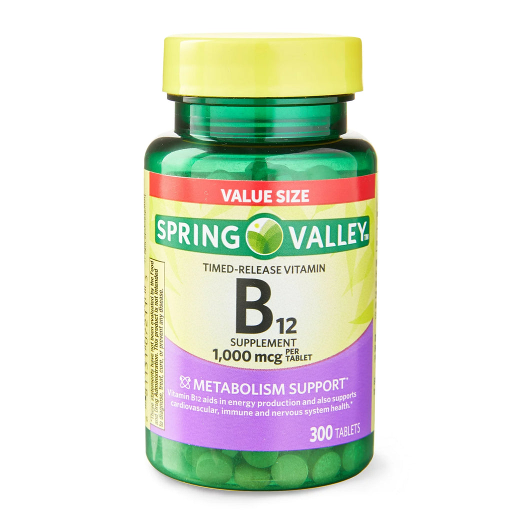 300 Tab. / Vitamina B12 Cianocobalamina 1000mcg -- Spring Valley