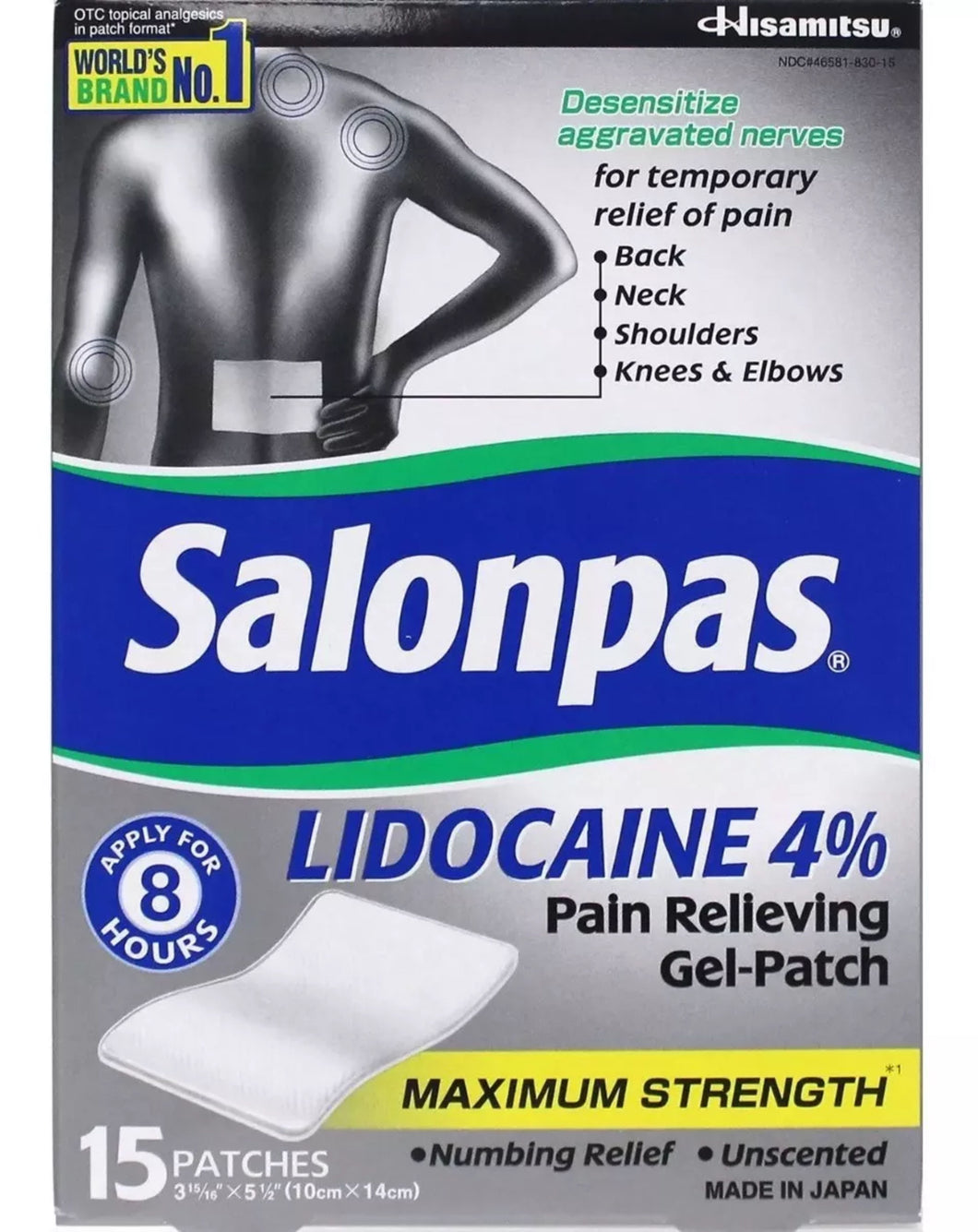 Parches Salonpas 10x14 Cms - 15 Pzas - Americano