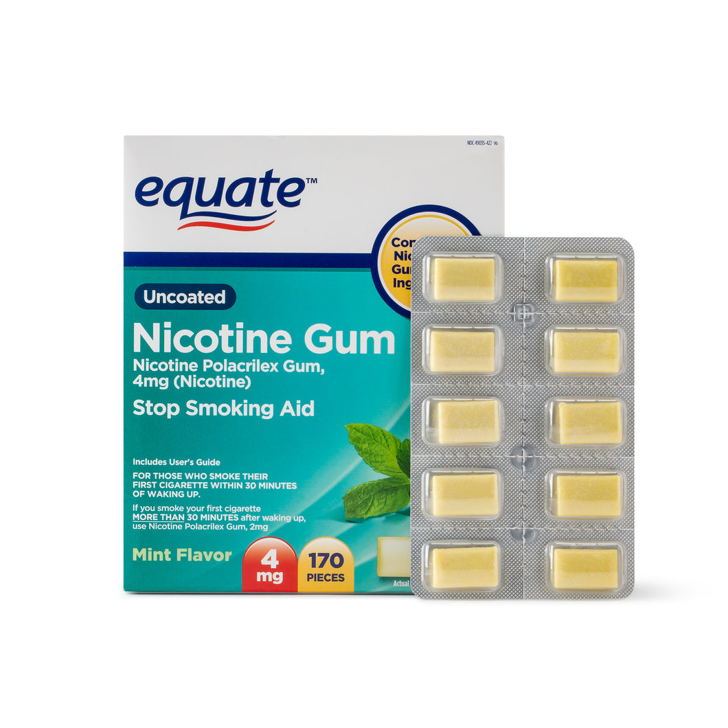 Chicles De Nicotina 4mg. 170 Pzas - Menta - Equate