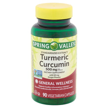 Cargar imagen en el visor de la galería, Vitaminas Turmeric Curcumin 500mg 90caps - Spring Valley
