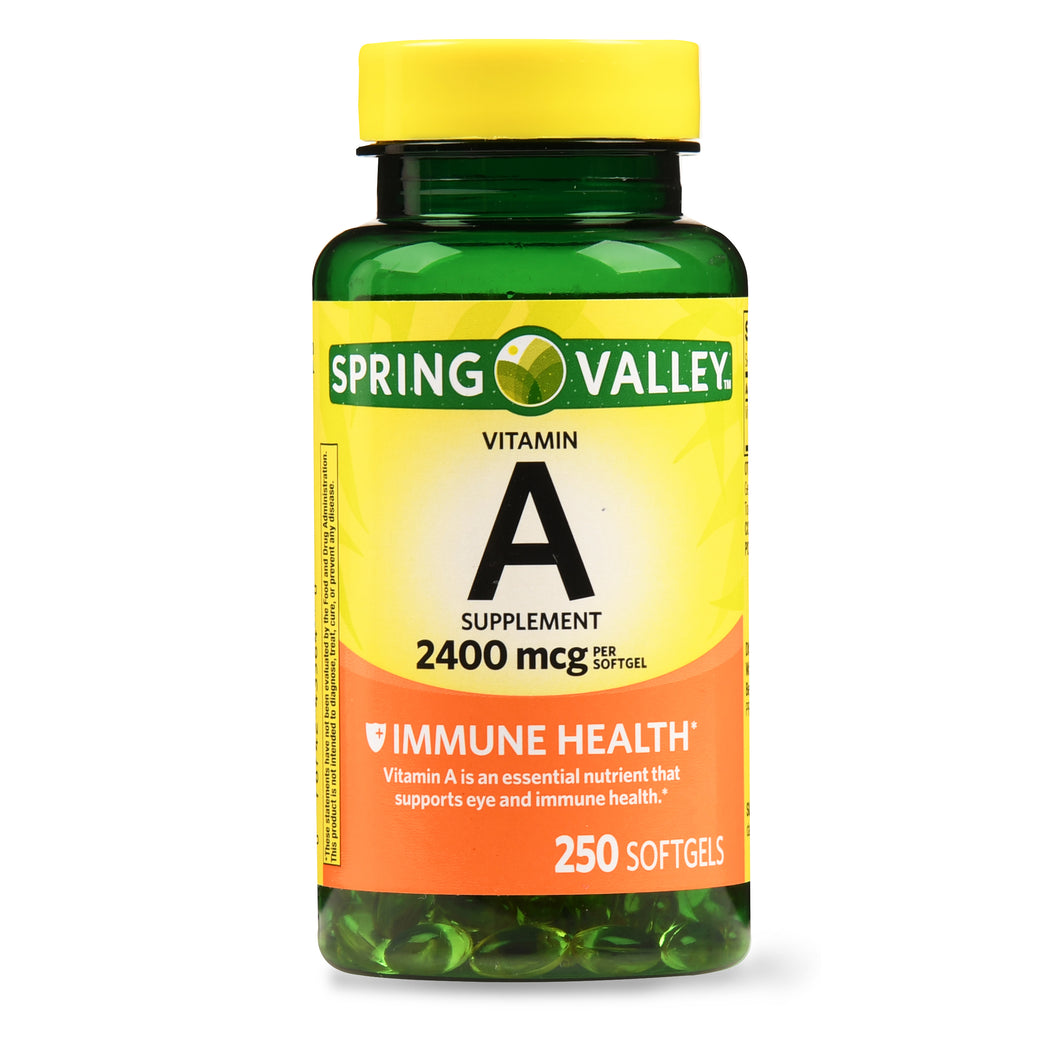 Vitamina A 2400mcg C/250 Softgel - Spring Valley