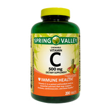 Cargar imagen en el visor de la galería, Spring Valley Vitamina C 500mg C/200 Tab Masticables Usa
