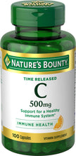 Cargar imagen en el visor de la galería, Natures Bounty Vitamina C 500mg c/100 caps * time released,
