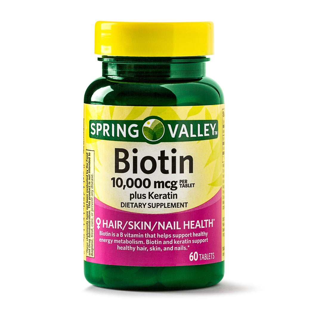 Biotina 10000 mcg + Keratina c/60 Tabs - Spring Valley