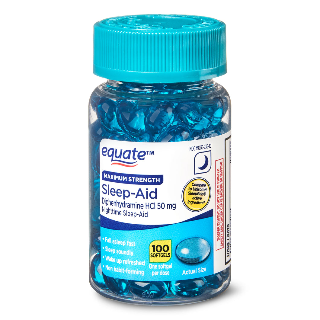 Equate SLEEP AID c/100 softgel tipo Unisom SleepGel  - Americano