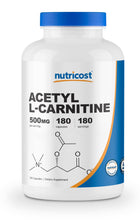 Cargar imagen en el visor de la galería, Nutricost Acetil L-Carnitina 500 mg c/180
