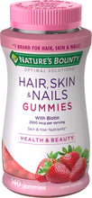 Cargar imagen en el visor de la galería, Gomitas Hair Nails &amp; Skin Natures Bounty - 140 gummies
