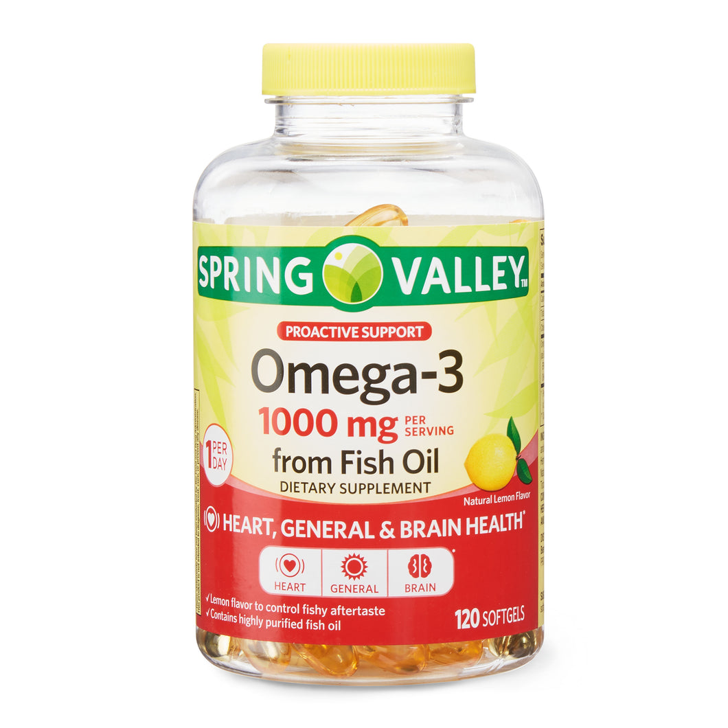 Omega 3 1000mg con 120 Softgel Fish Oil Spring Valley