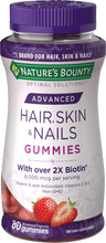 Cargar imagen en el visor de la galería, Gomitas Hair Nails &amp; Skin Natures Bounty - 80 gummies - 2X Biotina
