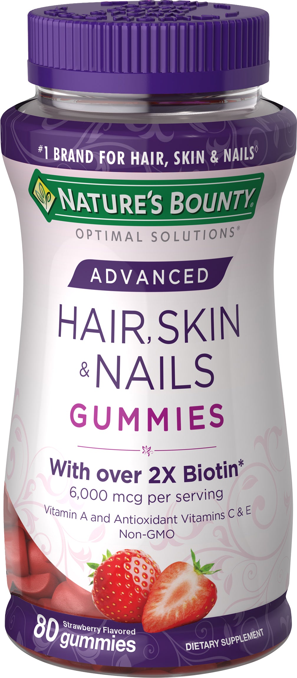 Gomitas Hair Nails & Skin Natures Bounty - 80 gummies - 2X Biotina