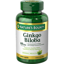 Cargar imagen en el visor de la galería, Natures Bounty Ginkgo Biloba 60mg  200 caps
