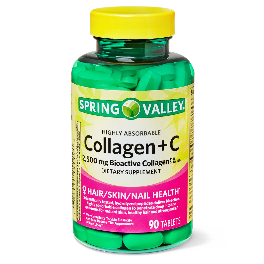 Colageno 2500 mcg + Vit C c/90 tabletas- Spring Valley -