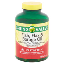 Cargar imagen en el visor de la galería, Omega Spring Valley Fish, Flax &amp; Borage Oil Softgels, 120 Softgel
