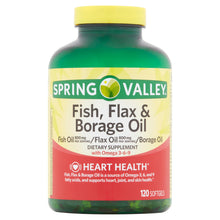 Cargar imagen en el visor de la galería, Omega Spring Valley Fish, Flax &amp; Borage Oil Softgels, 120 Softgel
