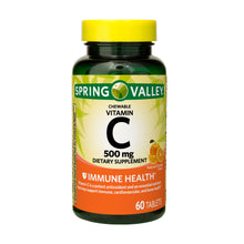 Cargar imagen en el visor de la galería, Spring valley vitamina c 500mg c/60 Tabletas Masticables
