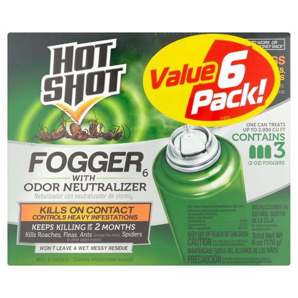 Hot Shot 6 Latas Fogger Mata Cucarachas Bichos Fumigador