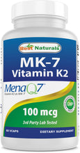 Cargar imagen en el visor de la galería, Best Naturals MK7-k2 100 mcg 60 caps
